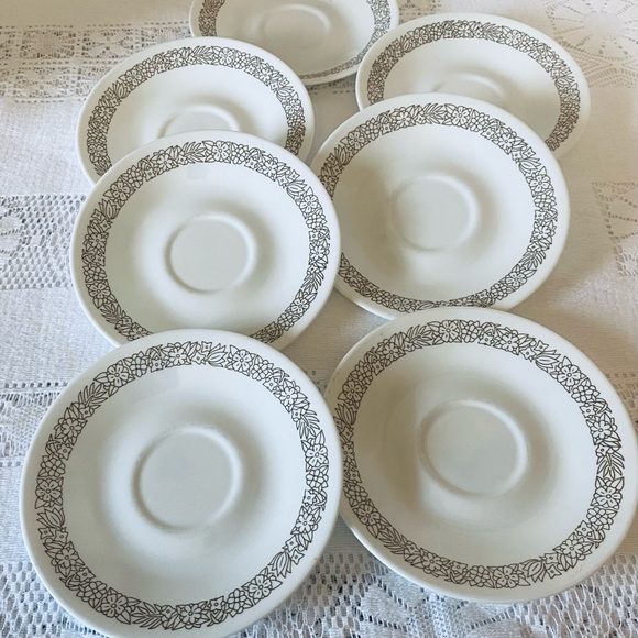 Vintage Corelle WOODLAND BROWN Saucer Side Plates 6.25” Set of 7 - Picture 7 of 8